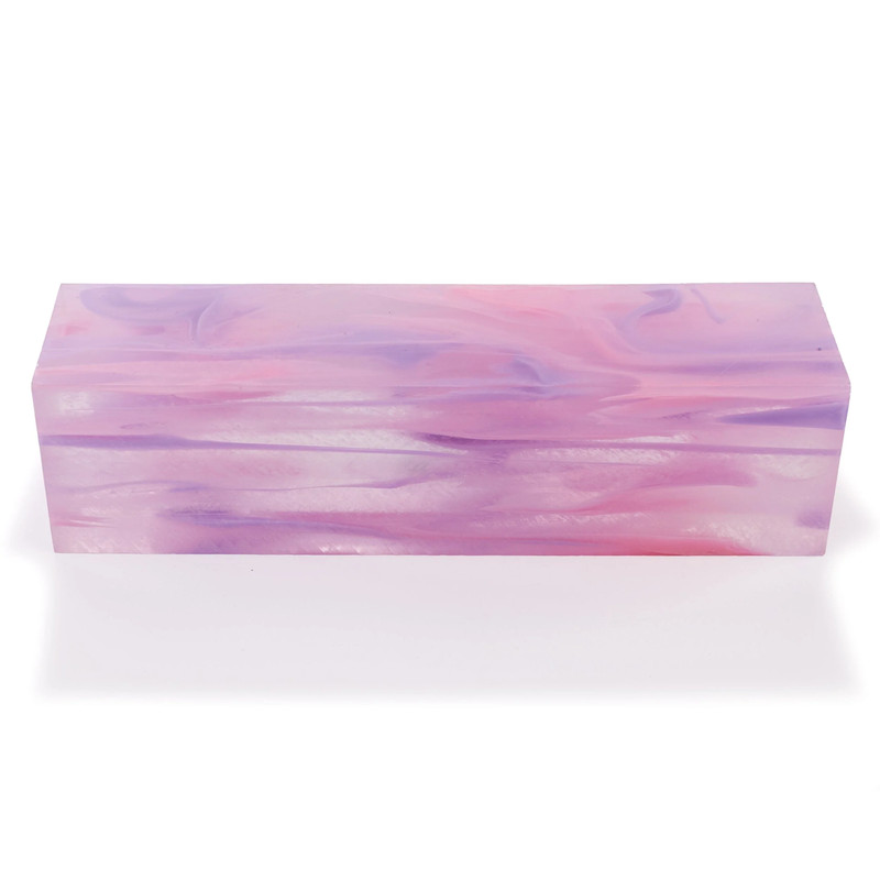Acrylic Turning Blank - 1-1/2" x 1-1/2" x 6" - Color:Cotton Candy Clouds